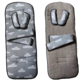 Conjunto a juego para  Hartan /Teutonia, nubes blancas sobre fondo gris
