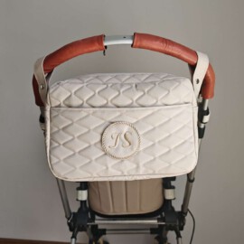 Tela impermeable !Bolsa acolchada para cochecito,beige