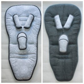 Conjunto a juego para  " Quinny ", Tela color gris , dientes de leon