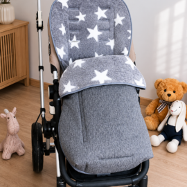 Saco para silla de paseo"Joolz" , Tela impermeable espiga gris /forro polar