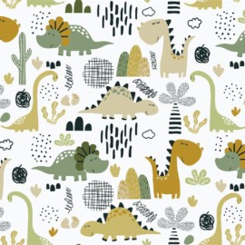 Tela con dibujos de dinosaurios