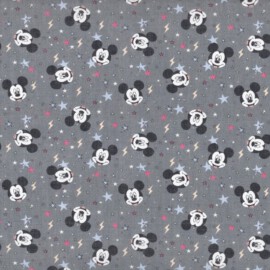 Tela de algodón estampada con dibujos de Mickey Mouse gris