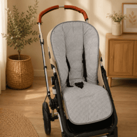Colchoneta para "Bugaboo" , cuadros Vichy gris